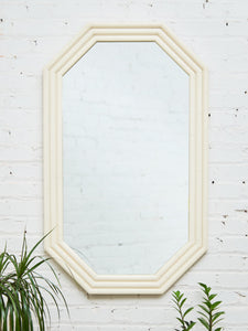 White Geometric Bamboo Mirror