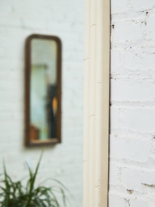 White Geometric Bamboo Mirror