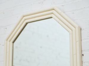 White Geometric Bamboo Mirror