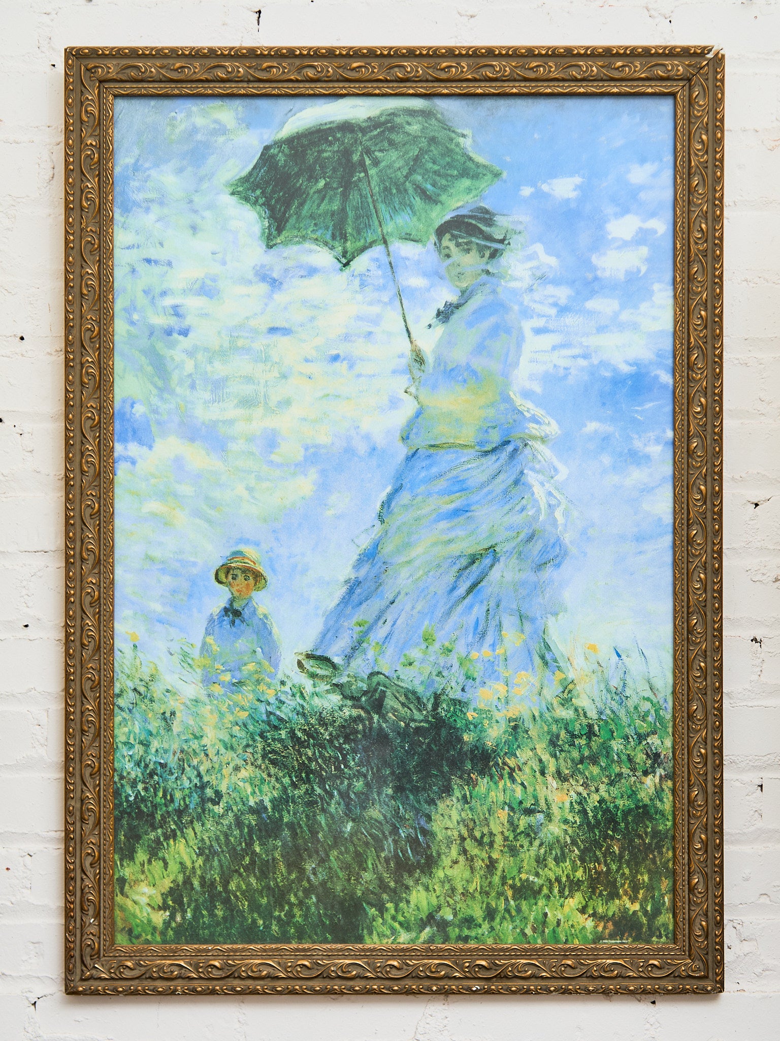 Woman with Parasol Painting Monet Study Sunbeam Vintage Woman with Parasol Painting Monet Study Sunbeam Vintage