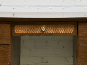 1960s Rattan Front Formica Desk