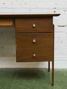 1960s Rattan Front Formica Desk