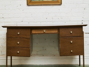 1960s Rattan Front Formica Desk