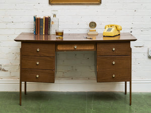 1960s Rattan Front Formica Desk