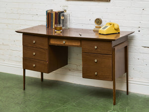 1960s Rattan Front Formica Desk