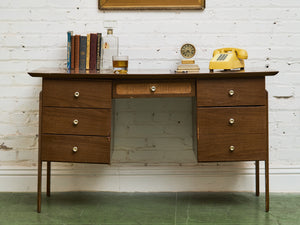 1960s Rattan Front Formica Desk