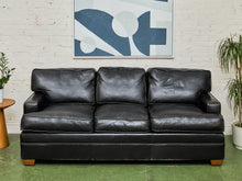Load image into Gallery viewer, Black Leather Pillow Back Sofa
