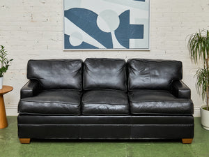 Black Leather Pillow Back Sofa