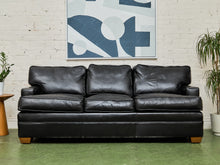 Load image into Gallery viewer, Black Leather Pillow Back Sofa
