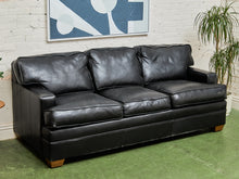 Load image into Gallery viewer, Black Leather Pillow Back Sofa
