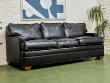 Load image into Gallery viewer, Black Leather Pillow Back Sofa

