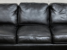 Load image into Gallery viewer, Black Leather Pillow Back Sofa
