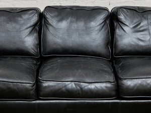 Black Leather Pillow Back Sofa