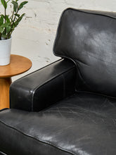 Load image into Gallery viewer, Black Leather Pillow Back Sofa
