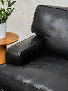 Black Leather Pillow Back Sofa