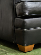 Load image into Gallery viewer, Black Leather Pillow Back Sofa
