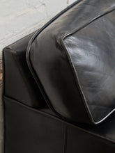 Load image into Gallery viewer, Black Leather Pillow Back Sofa
