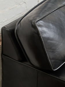Black Leather Pillow Back Sofa