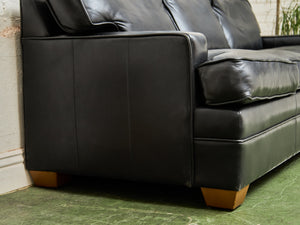 Black Leather Pillow Back Sofa