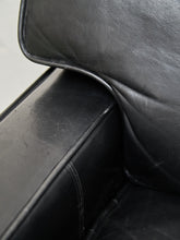 Load image into Gallery viewer, Black Leather Pillow Back Sofa
