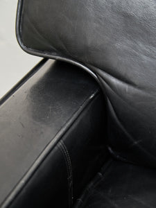 Black Leather Pillow Back Sofa