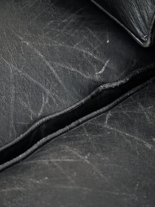 Black Leather Pillow Back Sofa