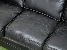 Load image into Gallery viewer, Black Leather Pillow Back Sofa
