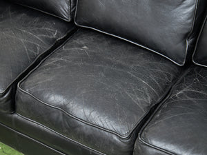 Black Leather Pillow Back Sofa