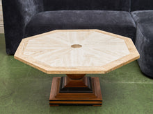 Load image into Gallery viewer, Octagon Travertine 1970s Coffee Table on Pedestal Base
