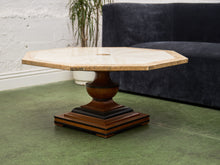 Load image into Gallery viewer, Octagon Travertine 1970s Coffee Table on Pedestal Base
