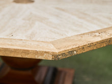 Load image into Gallery viewer, Octagon Travertine 1970s Coffee Table on Pedestal Base
