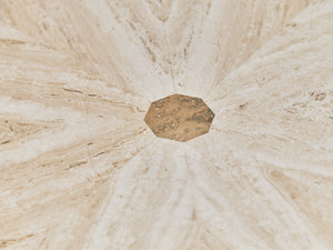 Octagon Travertine 1970s Coffee Table on Pedestal Base