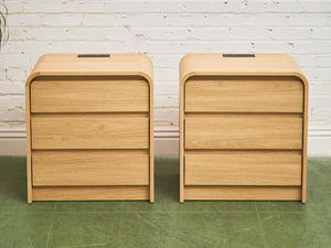 3 Drawer Blonde Nightstands