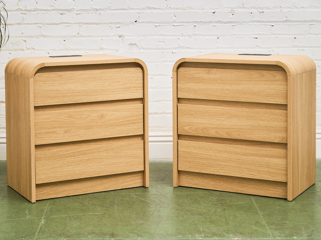 3 Drawer Blonde Nightstands