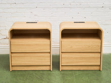 Load image into Gallery viewer, Pair of Double Drawer Blonde Nightstands
