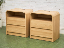 Load image into Gallery viewer, Pair of Double Drawer Blonde Nightstands
