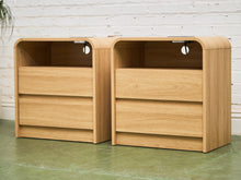 Load image into Gallery viewer, Pair of Double Drawer Blonde Nightstands
