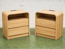 Load image into Gallery viewer, Pair of Double Drawer Blonde Nightstands
