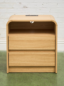 Pair of Double Drawer Blonde Nightstands