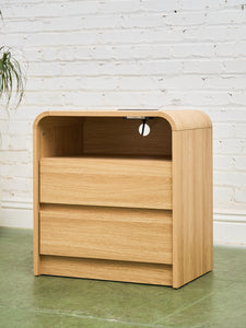 Pair of Double Drawer Blonde Nightstands