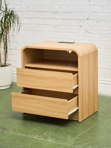 Pair of Double Drawer Blonde Nightstands
