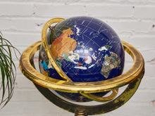Load image into Gallery viewer, Lapis Stone World Globe on Brass Stand
