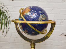 Load image into Gallery viewer, Lapis Stone World Globe on Brass Stand
