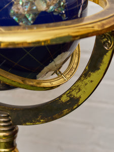 Lapis Stone World Globe on Brass Stand