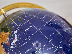 Lapis Stone World Globe on Brass Stand