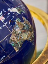 Load image into Gallery viewer, Lapis Stone World Globe on Brass Stand
