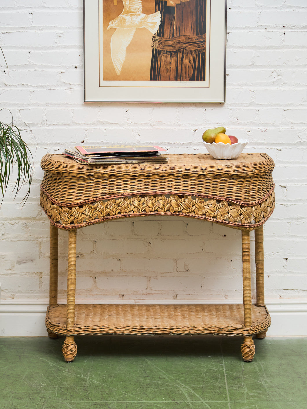 Cottage Chic Rattan Entry Table