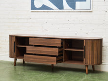 Load image into Gallery viewer, Tambour Door Credenza With Drawers In The Middle
