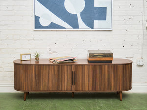Tambour Door Credenza With Drawers In The Middle