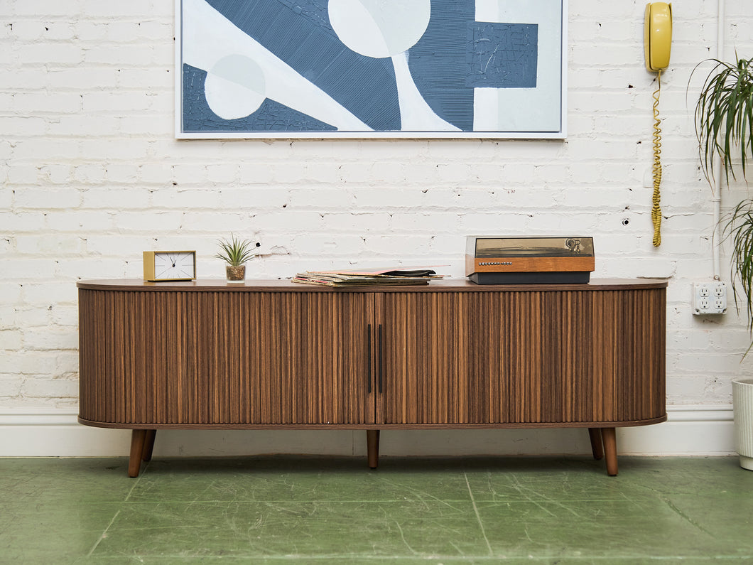 Tambour Door Credenza With Drawers In The Middle